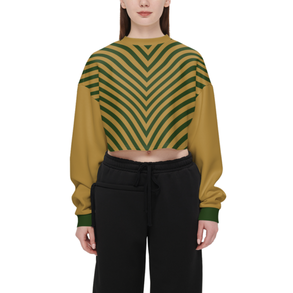 Pioneers V-Stripes Cheetah Women's Cropped Crewneck Sweatshirt-Techno Scuba Knit - Image 5