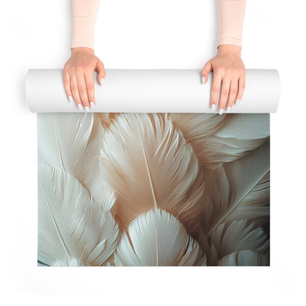 Soft Foam Yoga Mat - white feathers - Image 4